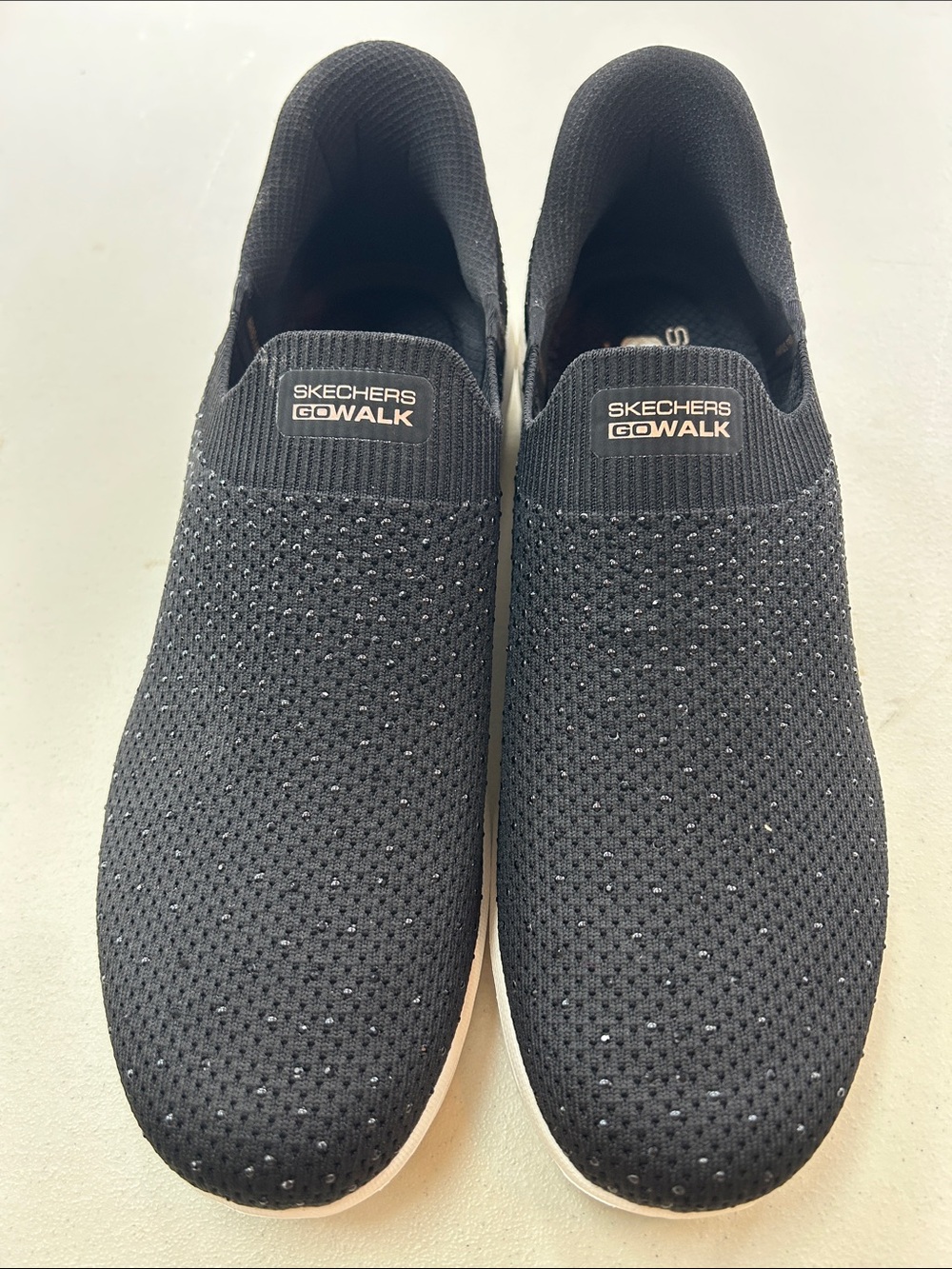 Skechers GOwalk Women’s Slip-On Knit Sneakers - Black with White Trim